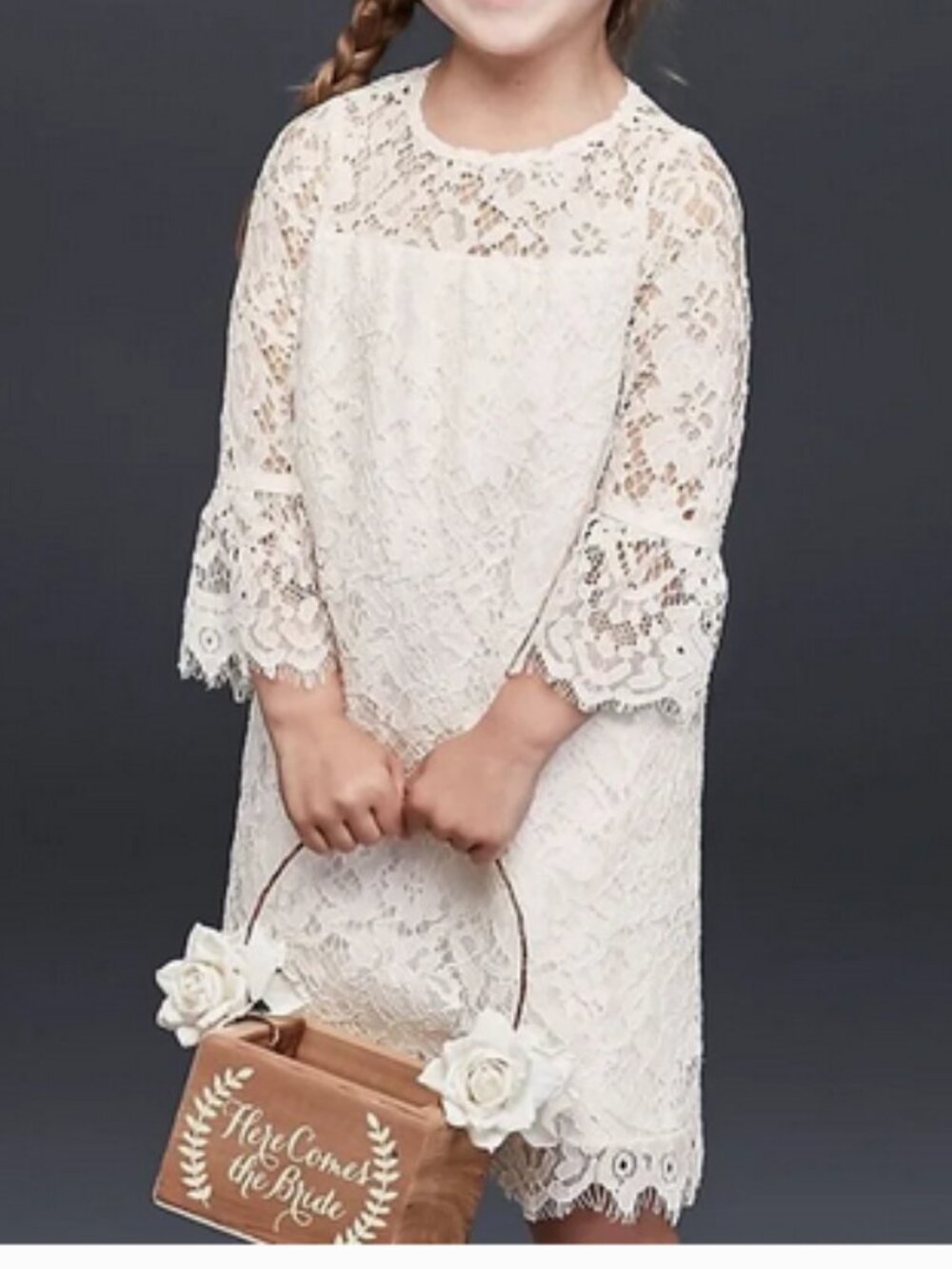David's Bridal flower girl lace sheath dress, Sz 10.